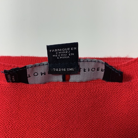 Tommy Hilfiger V Neck Pullover Sweater Red Gold Studs Women’s L Embellished - Picture 5 of 14